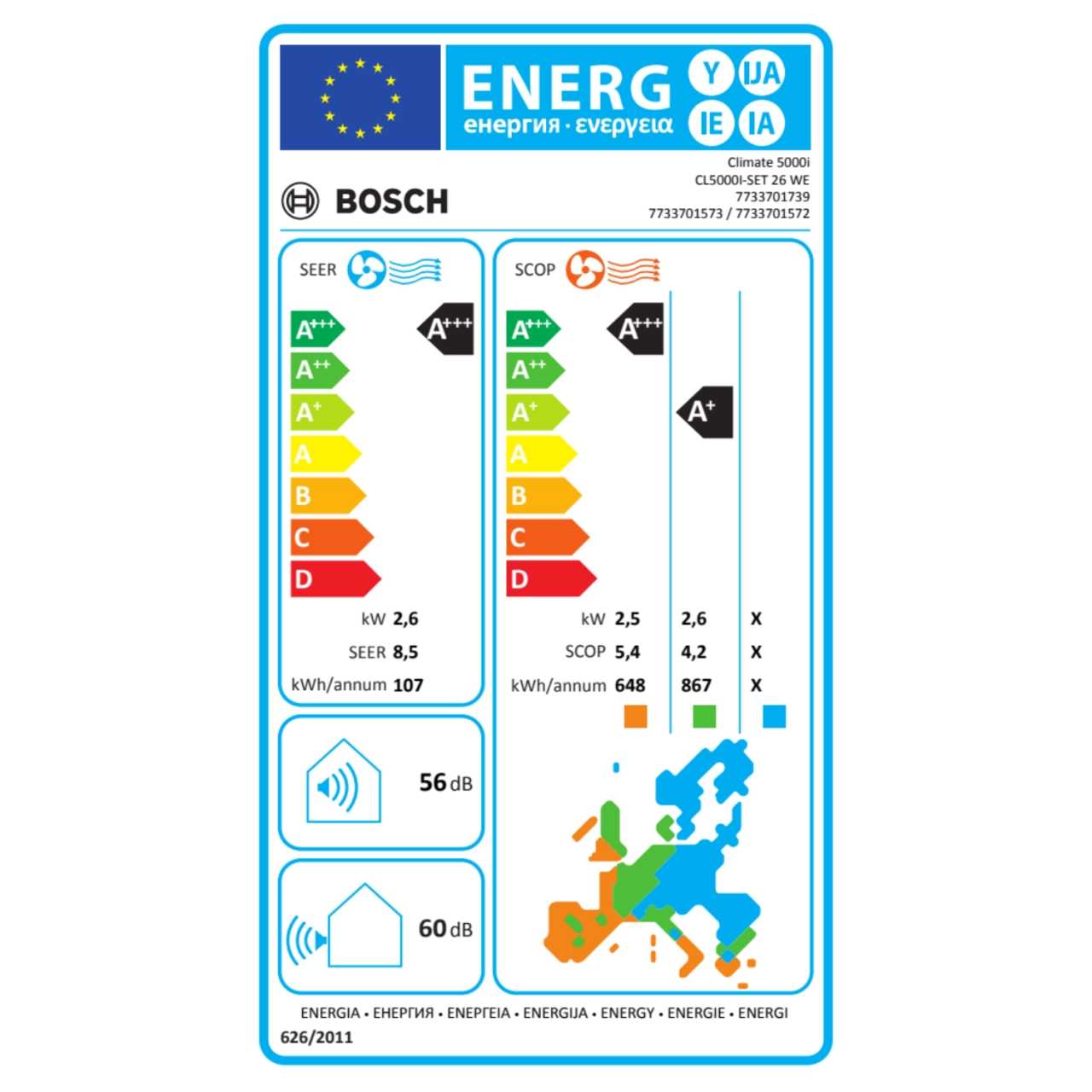 Bosch Climate CL5000I-SET 26 WE Inverteres split klíma 2,6 kW (7733701739)