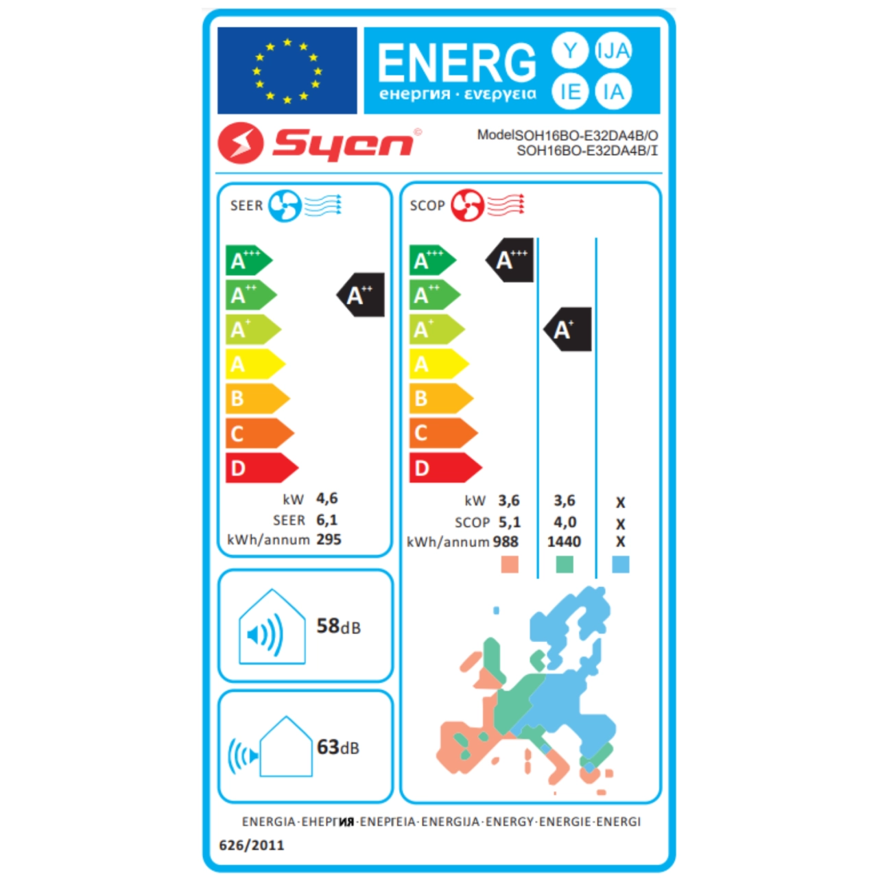 Syen Bora Plusz Inverteres Split klíma 4,6 kW (SOH16BO-E32DA4B2)