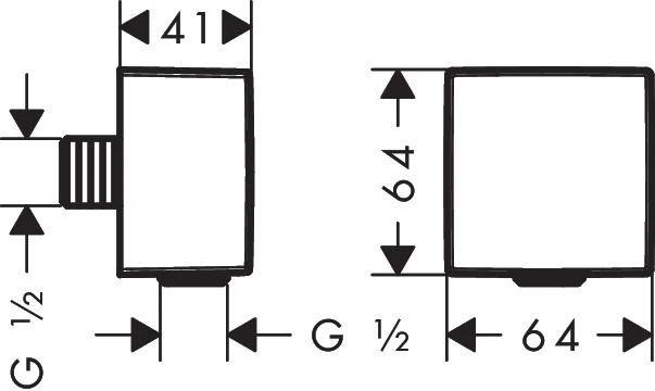 Hansgrohe Fixfit Square fali csatlakozás visszafolyásgátlóval és szintetikus gömbcsuklóval (26455000)