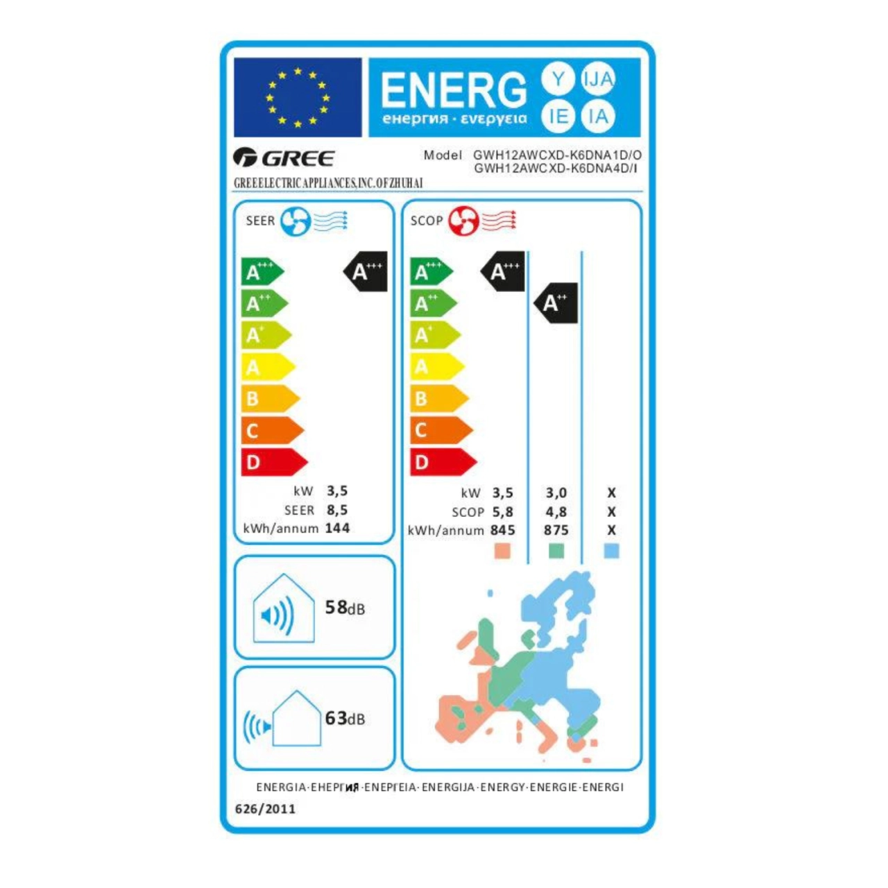 Gree Cosmo split klíma szett 3,5 kW (GWH12AWCXD-K6DNA4D)