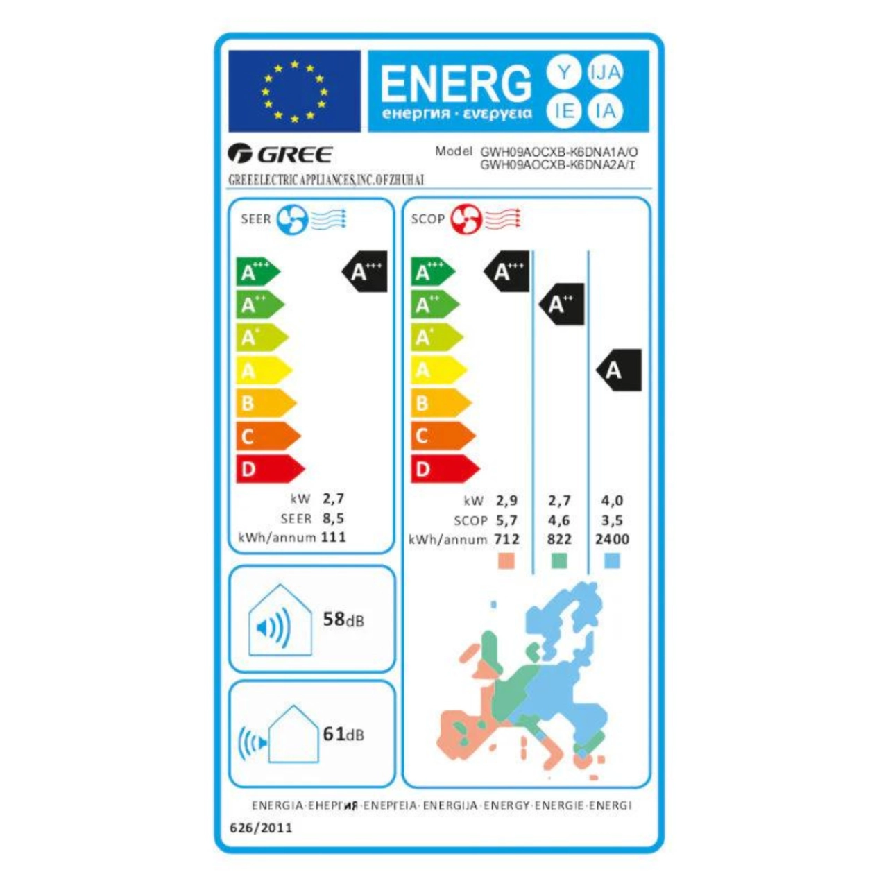 Gree Smart One split klíma szett 2,7 kW (GWH09AOCXB-K6DNA2A)