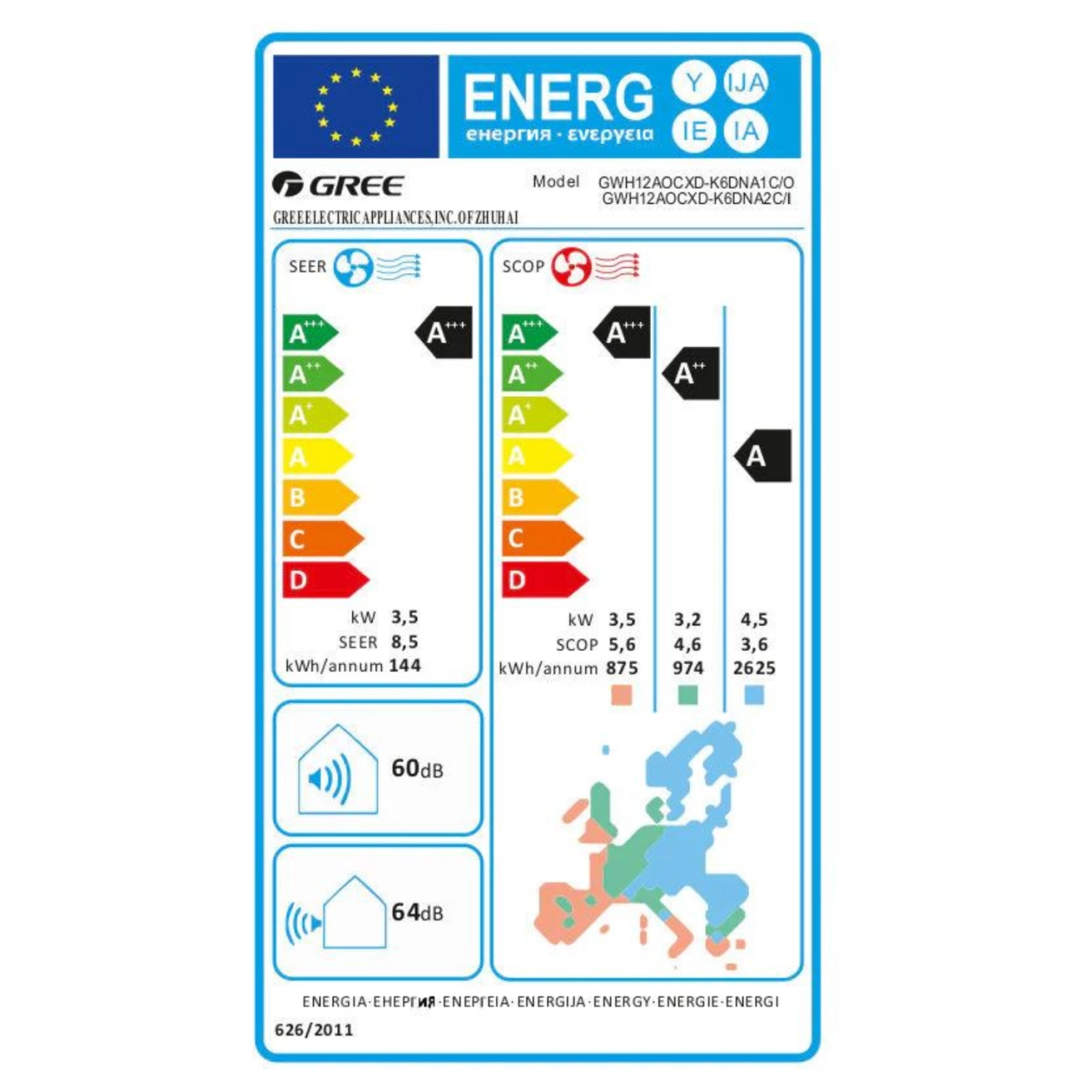 Gree Smart One split klíma szett 3,5 kW (GWH12AOCXB-K6DNA2C)