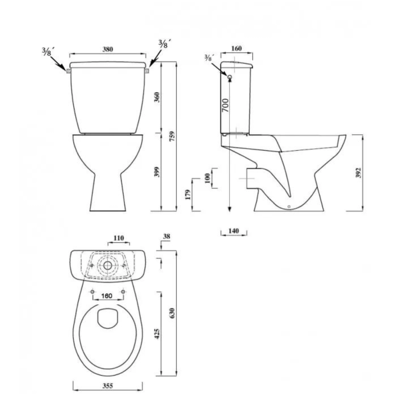 Aqualine Juan hátsó kifolyású monoblokkos WC, króm, duálgombos öblítőmechanikával (LC2154)