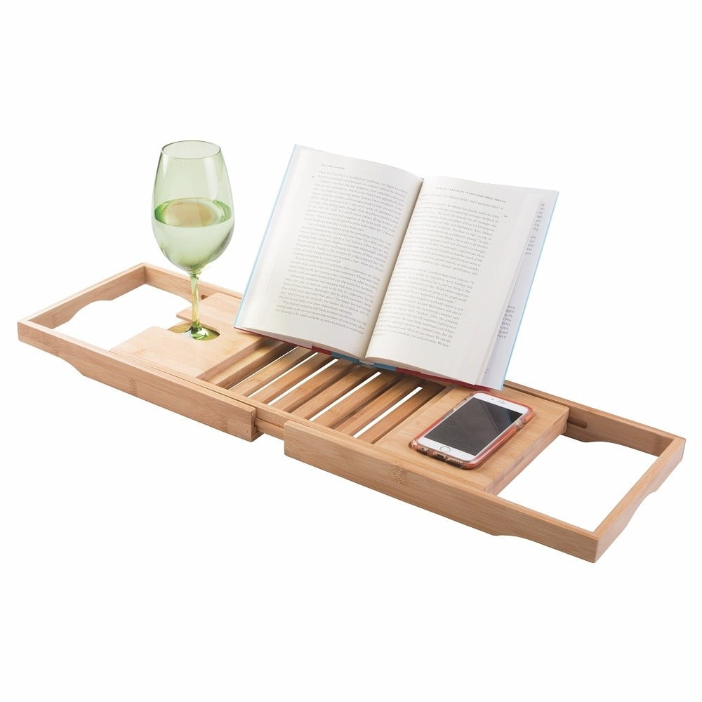 Bambusz Fürdőkád tálca állítható könyv / telefon / ipad tartó