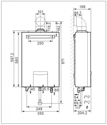 Vaillant turboMAG 155/1-5 RT (H-HU) elektrosomos átfolyós gáz vízmelegítő (0010023391)
