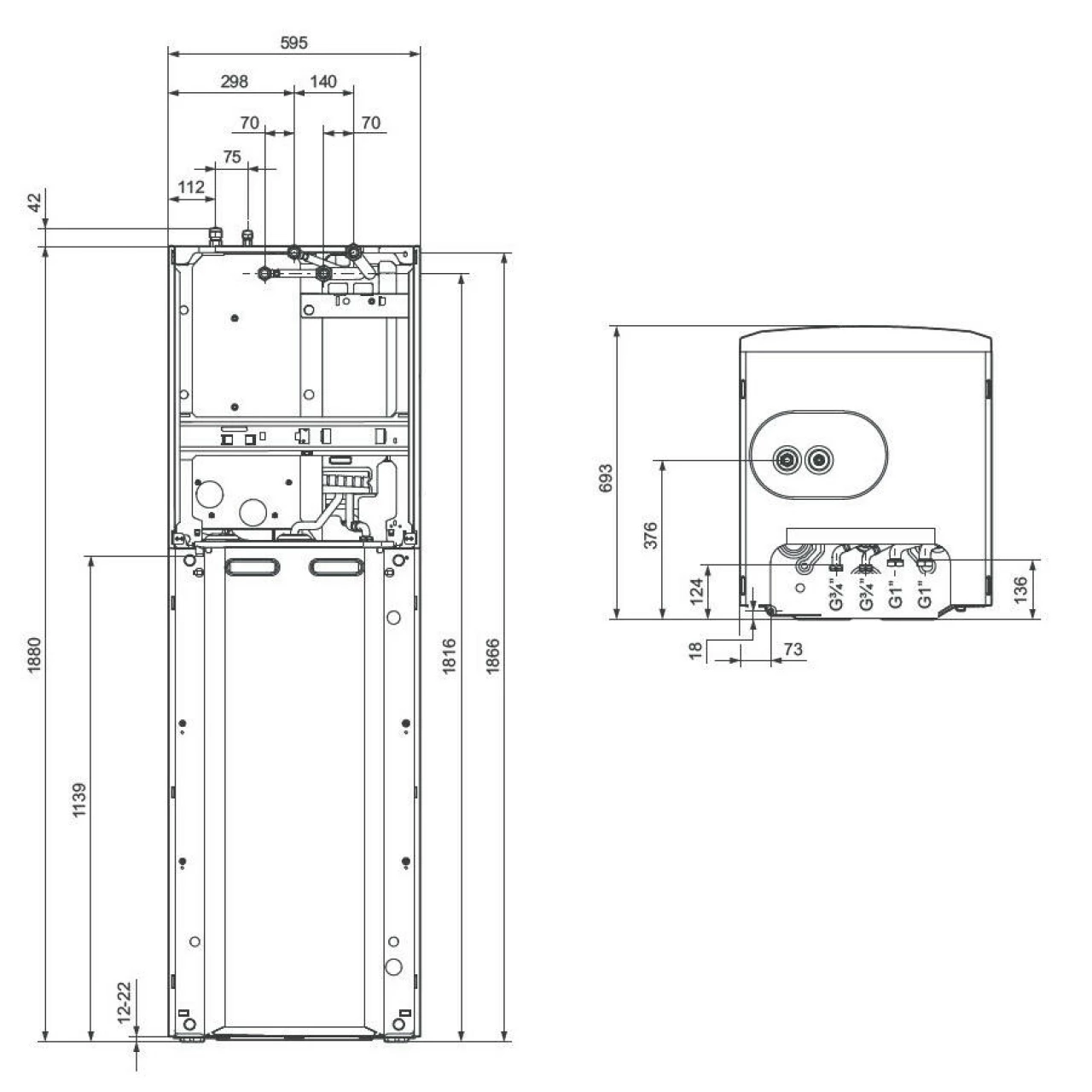 Saunier Duval HA 12-5 STB kompakt, tárolós beltéri egység HA 10-5 OS / HA 12-5 OS készülékhez (0010023173)