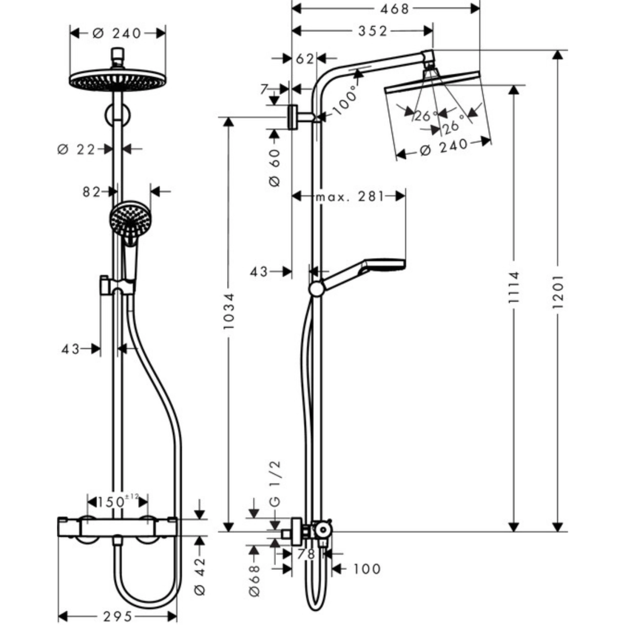 Hansgrohe Crometta S 240 1jet Showerpipe zuhanyrendszer 27267000