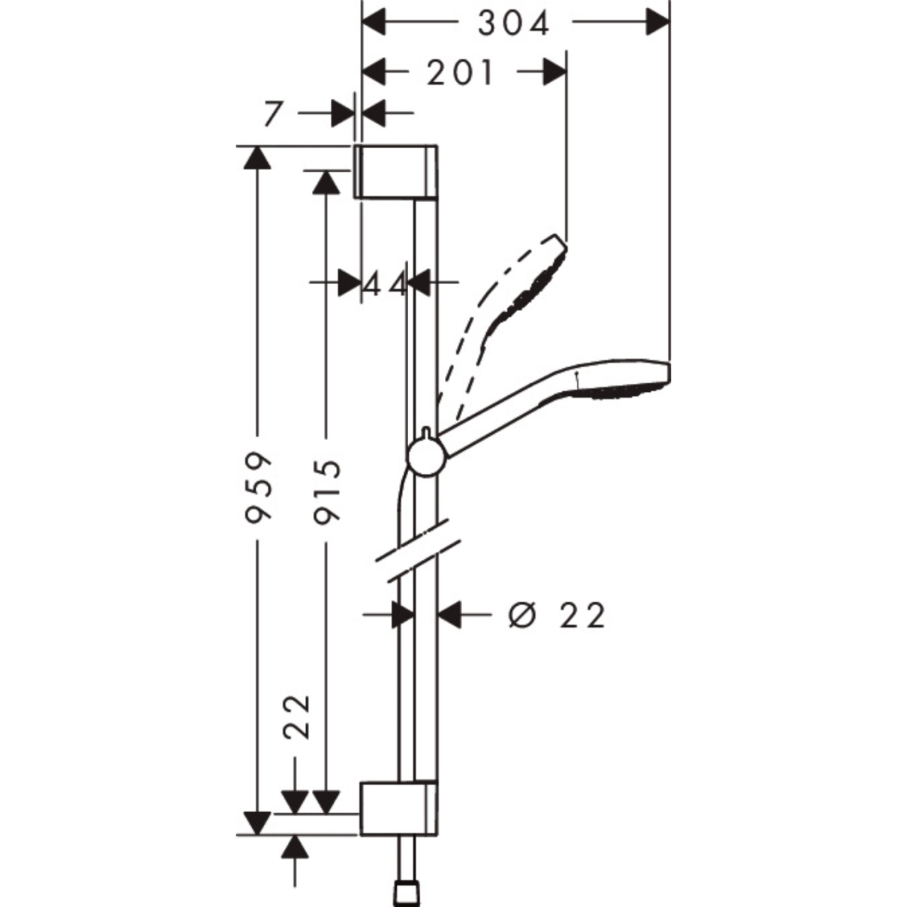 Hansgrohe Croma Select S Zuhanyszett Vario 90 cm-es zuhanyrúddal 26573400