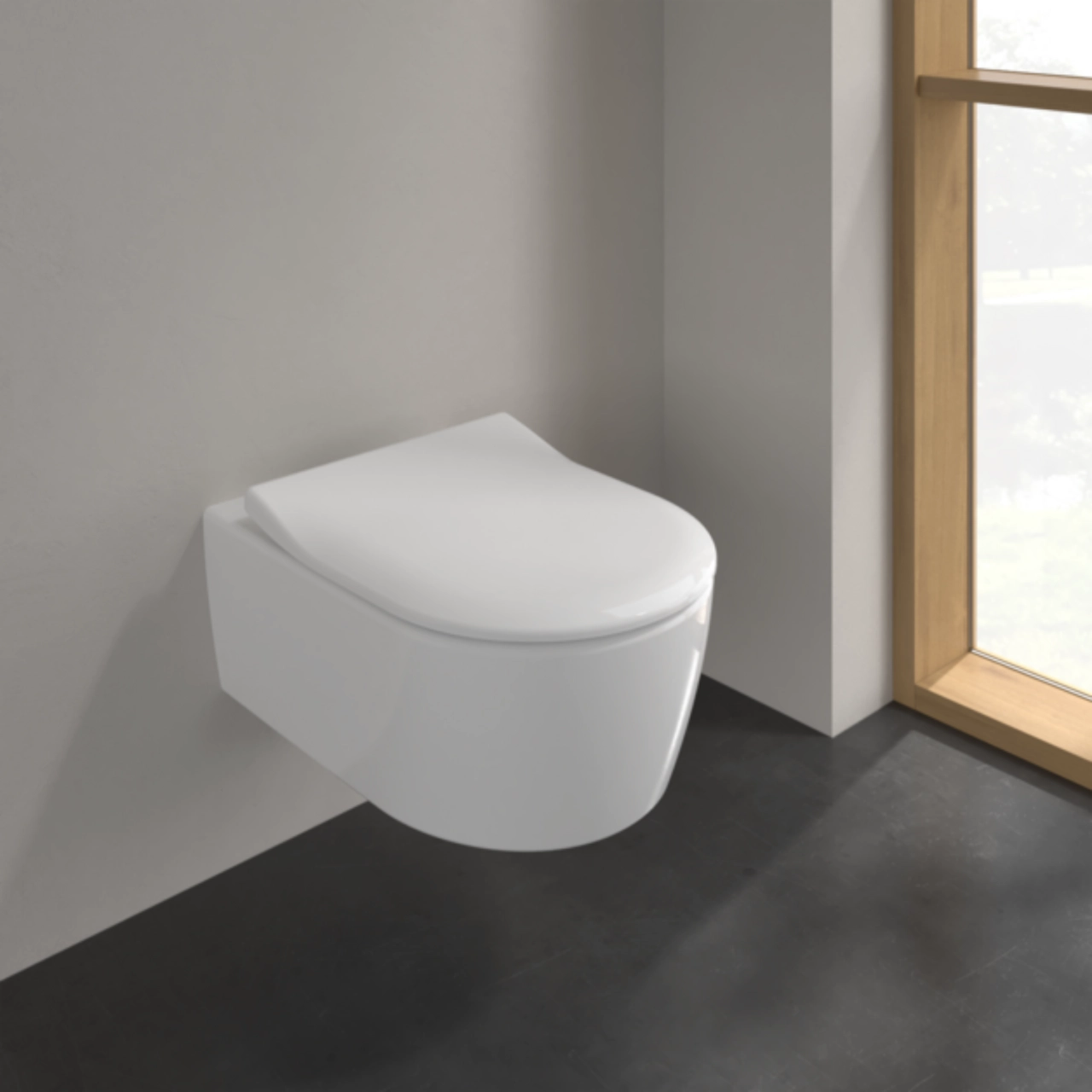 VILLEROY & BOCH Avento perem nélküli fali wc lecsapódásgátló ülőkével 5656RSR1